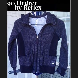 🆕90 Degree HeatherNavy Fitted Jacket w Thumb Hole